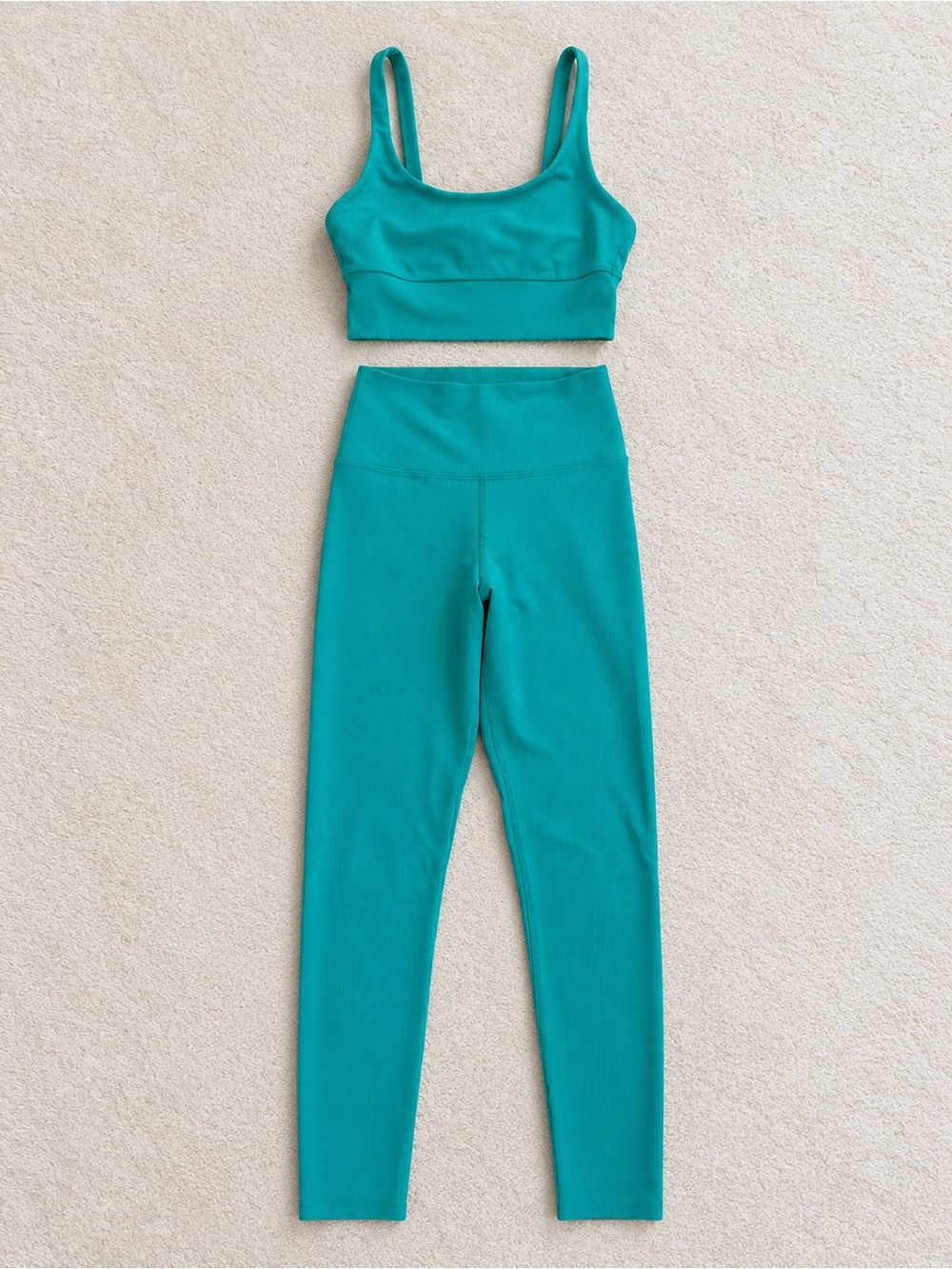 Beach Riot turquoise/teal Ribbed Workout Set